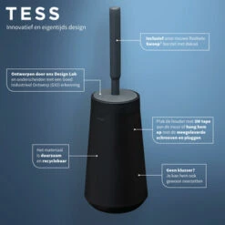 Tiger Toiletborstelhouder TESS Met Swoop Borstel Flexibel Zwart/antraciet -Badkamer Winkel 123 7251