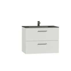 Tiger Badkamermeubel Studio 80cm Hooggglans Wit/matzwart Met RVS Greep