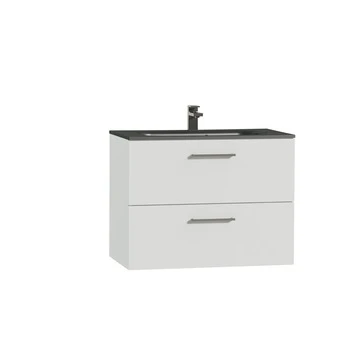 Tiger Badkamermeubel Studio 80cm Hooggglans Wit/matzwart Met RVS Greep 3 Tiger Badkamermeubel Studio 80cm Hooggglans Wit/matzwart Met RVS Greep