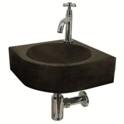 Atlantic Fonteinset Georgia Kwartrond Zwart Natuursteen 30x30x10 Cm