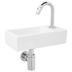 Atlantic Fonteinset Henry Rechts Wit Keramiek Chroom 36x18x9 Cm