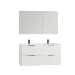 Tiger Badkamermeubel Studio 120cm Hoogglans Wit/matwit Met Platte RVS Greep -Badkamer Winkel 123 795