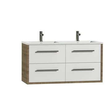 Tiger Badkamermeubel Boston 120cm Chalet Eik/wit Met Grepen RVS 4 Tiger Badkamermeubel Boston 120cm Chalet Eik/wit Met Grepen RVS - Afbeelding 2