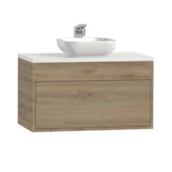 Tiger Helsinki Badkamermeubel 80 Cm Chalet Eiken Met Waskom