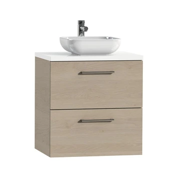 Tiger Badkamermeubel Studio 60 Cm Naturel Eik Met Keramische Waskom Hoogglans Wit En Ronde Grepen 4 Tiger Badkamermeubel Studio 60 Cm Naturel Eik Met Keramische Waskom Hoogglans Wit En Ronde Grepen - Afbeelding 2