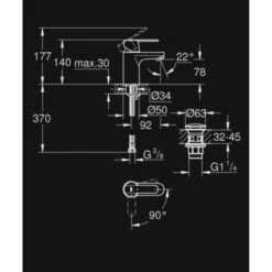 GROHE Wastafelkraan Get S-size Met Hendel En Afvoerplug Chroom 7 GROHE Wastafelkraan Get S-size Met Hendel En Afvoerplug Chroom -Badkamer Winkel 123 8543