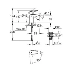 Grohe Wastafelkraan Start Edge S-size QuickFix Chroom -Badkamer Winkel 123 8550