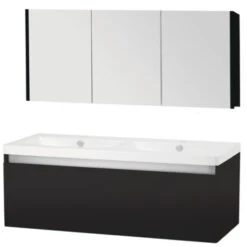 Stripe Badmeubelset Hoogglans Zwart 120 Cm