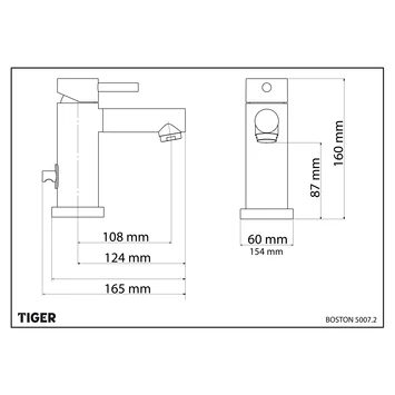 Tiger Wastafelkraan Boston Met Hendel En Waste Chroom 9 Tiger Wastafelkraan Boston Met Hendel En Waste Chroom - Afbeelding 7