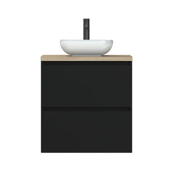Tiger Karlo Badkamermeubel 60cm Mat Zwart Met Eiken Wasblad En Keramische Waskom 7 Tiger Karlo Badkamermeubel 60cm Mat Zwart Met Eiken Wasblad En Keramische Waskom - Afbeelding 5
