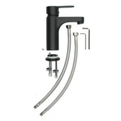 Atlantic Wastafelkraan Parker Met Hendel Zwart -Badkamer Winkel 123 8688