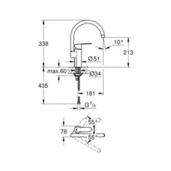 Grohe Keukenkraan Wave Cosmopolitan Met Hendel En C-uitloop Chroom 7 Grohe Keukenkraan Wave Cosmopolitan Met Hendel En C-uitloop Chroom -Badkamer Winkel 123 8706