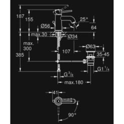 GROHE Wastafelkraan Start Classic S-size Met Hendel En Waste Chroom -Badkamer Winkel 123 8713