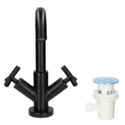 Absolut Wastafelkraan Post 2-knops Zwart 27 Absolut Wastafelkraan Post 2-knops Zwart -Badkamer Winkel 123 8724