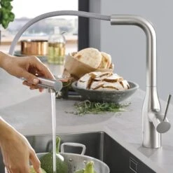 Grohe Colours Keukenkraan Essence New RVS Met Uittrekbare Mousseur -Badkamer Winkel 123 111