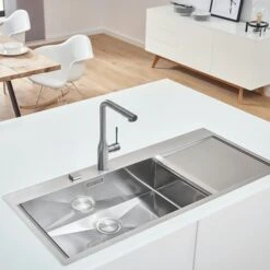 Grohe Colours Keukenkraan Essence New RVS Met Uittrekbare Mousseur -Badkamer Winkel 123 115
