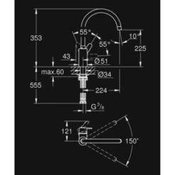 GROHE Keukenkraan Get Met Hendel En Hoge Uitloop Chroom 10 GROHE Keukenkraan Get Met Hendel En Hoge Uitloop Chroom -Badkamer Winkel 123 193