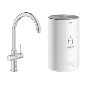 Grohe Red Compact Keukenkraan Met C-uitloop En 4 Liter Kokend Water Boiler Supersteel 3 Grohe Red Compact Keukenkraan Met C-uitloop En 4 Liter Kokend Water Boiler Supersteel