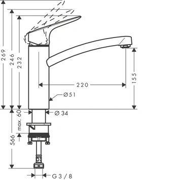 Hansgrohe Keukenkraan MySport M Met Hendel Chroom 6 Hansgrohe Keukenkraan MySport M Met Hendel Chroom - Afbeelding 4