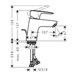 Hansgrohe Mysport M Wastafelkraan Eengreeps Met Waste