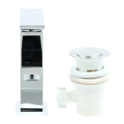 Aqualino Wastafelkraan Panaro Met Hendel En Waste Chroom -Badkamer Winkel 123 475