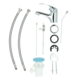 OK Wastafelkraan Met Hendel En Waste Chroom -Badkamer Winkel 123 544