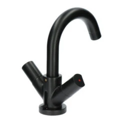 Aqualino Wastafelkraan Fortore 2-knops Met Waste Zwart -Badkamer Winkel 123 571