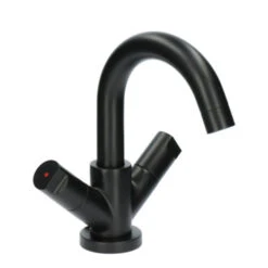 Aqualino Wastafelkraan Fortore 2-knops Met Waste Zwart -Badkamer Winkel 123 573
