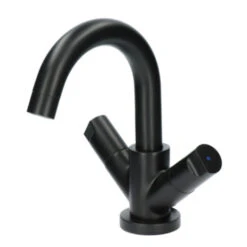 Aqualino Wastafelkraan Fortore 2-knops Met Waste Zwart -Badkamer Winkel 123 581