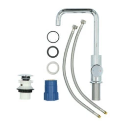 Absolut Wastafelkraan Haiti Met Hendel En Pop-up Afvoerplug Chroom -Badkamer Winkel 123 632