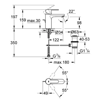 Grohe Wastafelkraan Get Met Hendel En Waste Chroom 4 Grohe Wastafelkraan Get Met Hendel En Waste Chroom - Afbeelding 2
